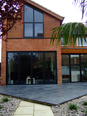 Angled patio to complement extension