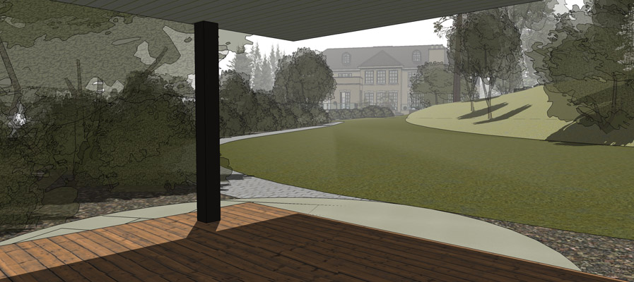 view back towards house from garden retreat